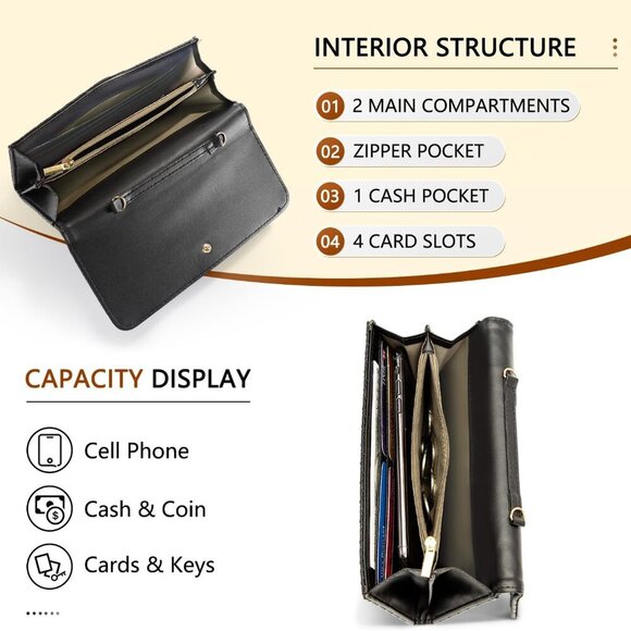 Crossbody Bags for Women, Handbags Cell Phone Wallet Small Purse with Credit Car - Picture 3 of 7